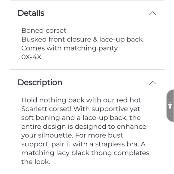 Adore Me Brand Red, Boned Corset Size 3X - Picture 4 of 10